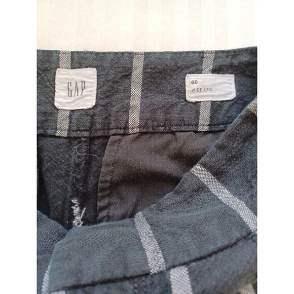 GAP women's wide leg linen blend pant 00 black white stripe coastal work/play - Picture 6 of 12